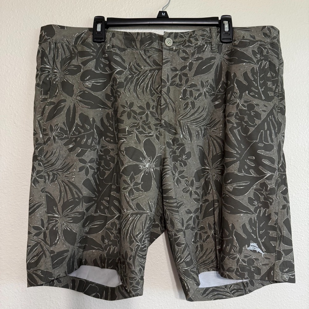 Tommy Bahama Swim Trunk Men's 40 Green Tropical Print 8.5" Inseam Surfing Beach